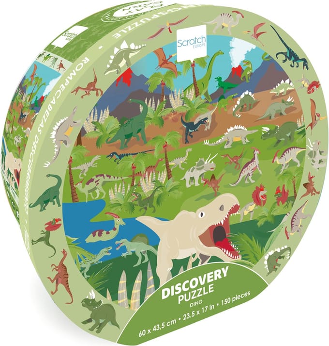 SCRATCH Discovery Puzzel - Dinosaurussen - 60X43,5Cm - 150 Stukjes - 6 Jaar