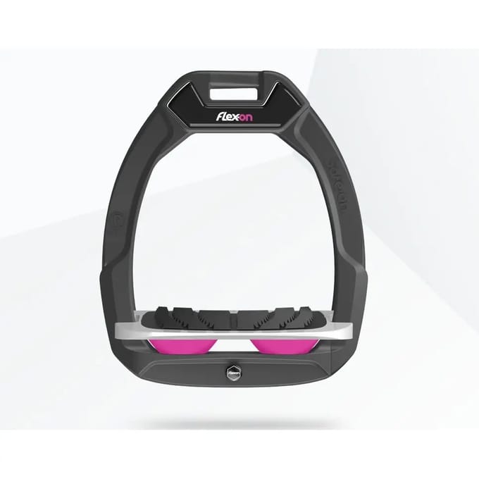Veiligheidspedalen voor paardrijden, Hellend Grip Antraciet/Grijs/Roze Flex-On Safe-On