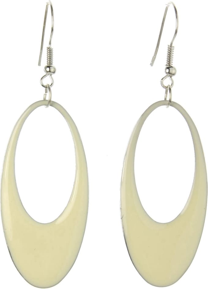 Behave - Oorhangers dames ovaal ivoor kleur - Elegant minimalistisch