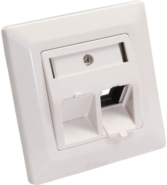 Wandcontactdoos voor 2 Keystone modules / wit (RAL9010)
