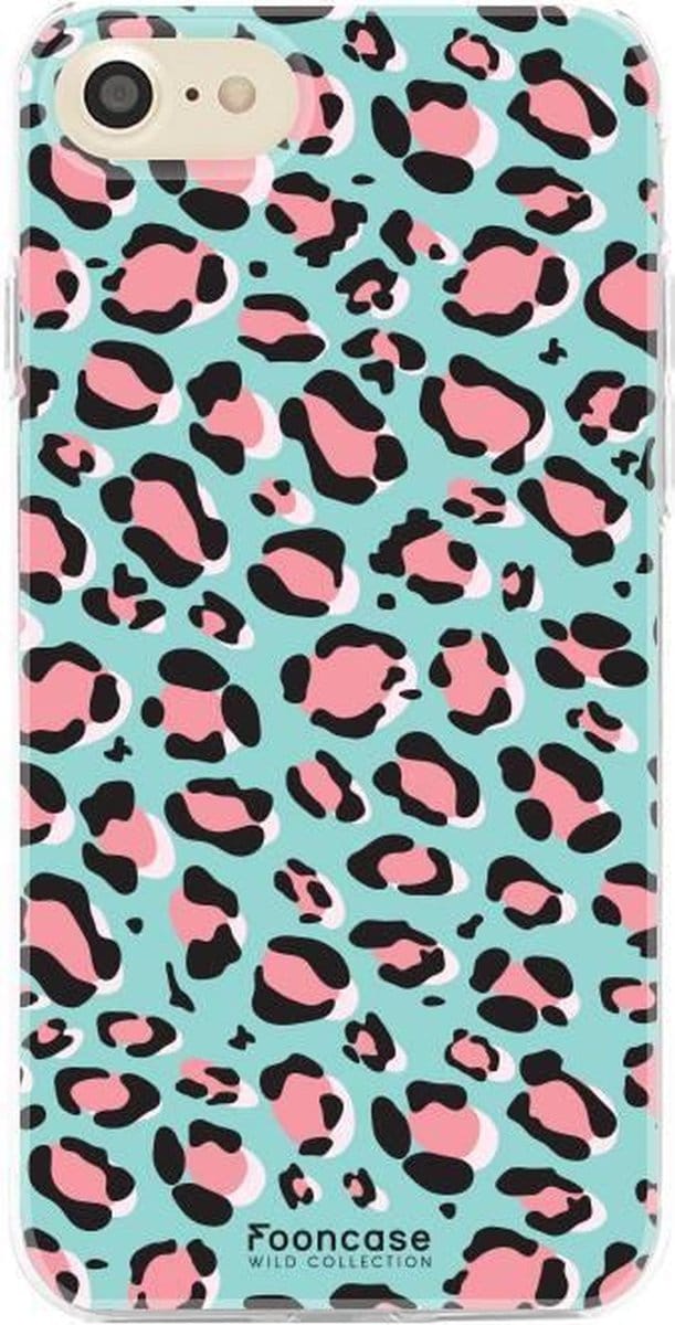 Fooncase Hoesje Geschikt voor iPhone SE (2020) - Shockproof Case - Back Cover / Soft Case - Luipaard / Leopard print / Blauw
