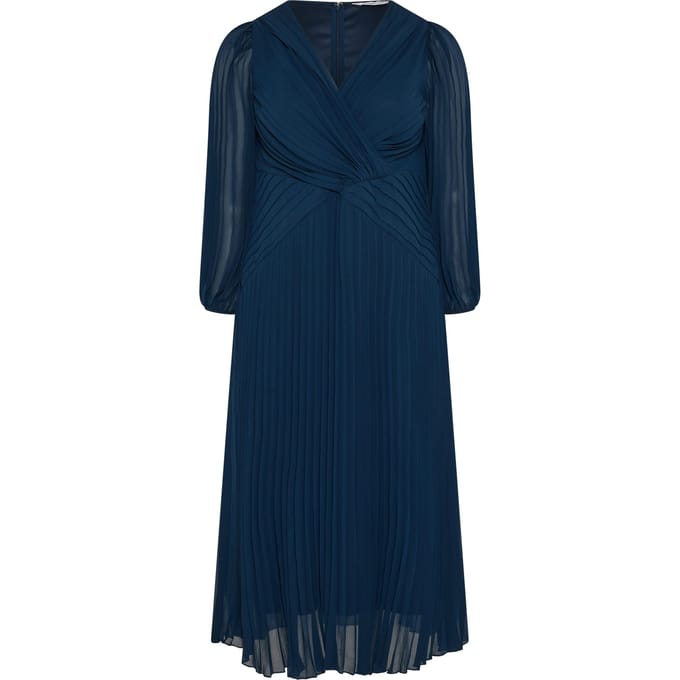 Yours London Marineblauwe Geplooide Jurk Size 52