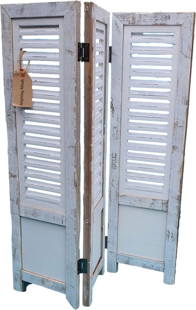 Raamscherm hout 70 cm landelijke shutter als raam scherm Ibiza White