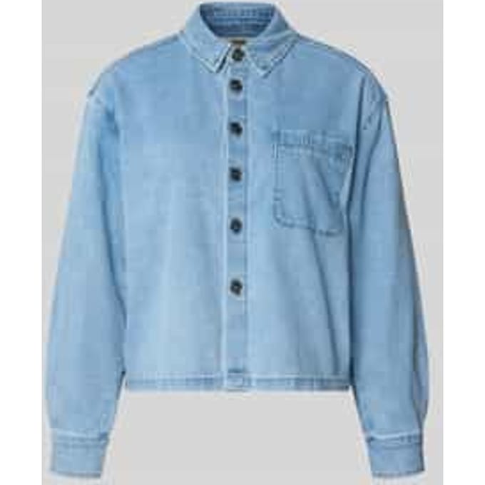 Relaxed fit Jeansblouse met Borstzak