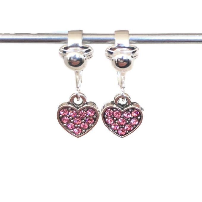 Clip Oorbellen Kinderen - Oorclips - Glitterhartjes - Roze - Hangers - MNQ bijoux