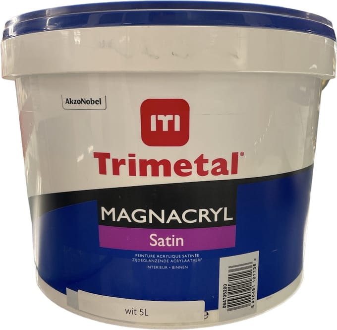 Trimetal Magnacryl Satin - 5 l - 11 m²/l - Wit - Afwerkingslaag