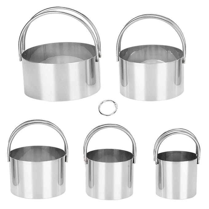 5 STUKS/Set Koekjessnijder Roestvrij Staal Ronde Koekjessnijder met Handvat Bakdeeggereedschap black