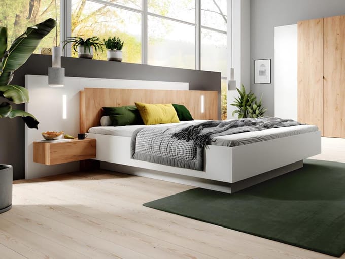 Vente-unique Bedframe hout natuurlijk licht, wit 160 x 200 cm