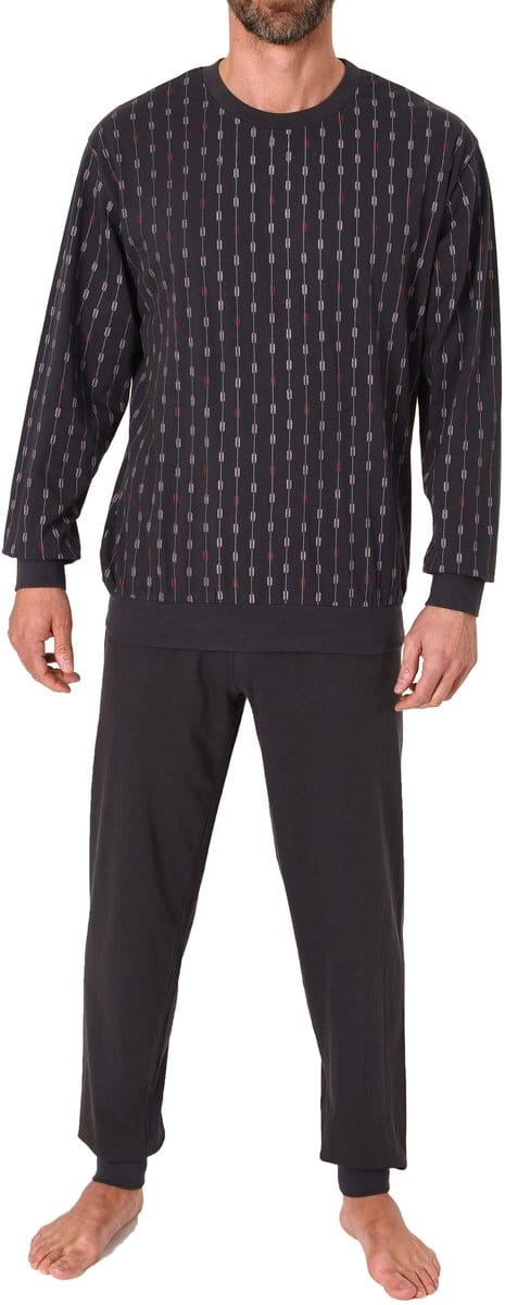 Herenpyjama met lange mouwen, pyjama met minimale print - 122 101 10 751