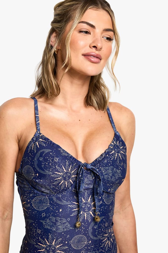 boohoo Dames Celestial Underwired Badpak | Dark Blue | Maat: 6