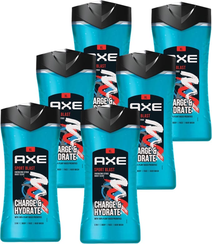 Axe Douchegel & Shampoo - Sport Blast – 6 x 400 ml - Voordeelverpakking