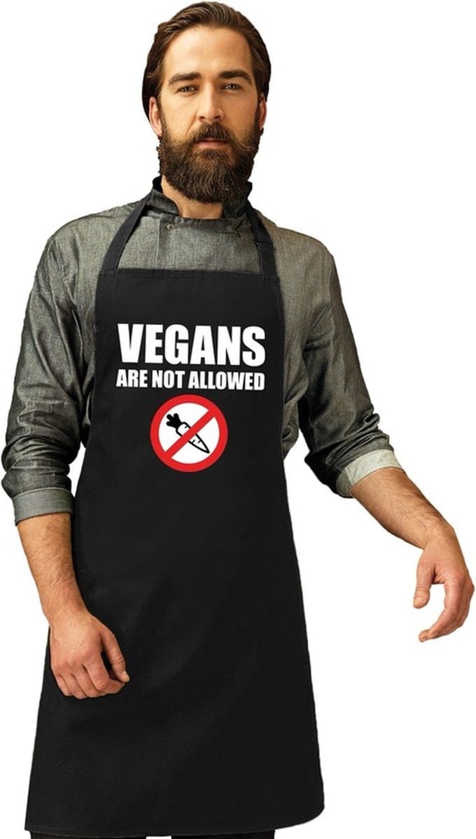 Barbecueschort Vegans are not allowed zwart heren - Barbecue schort