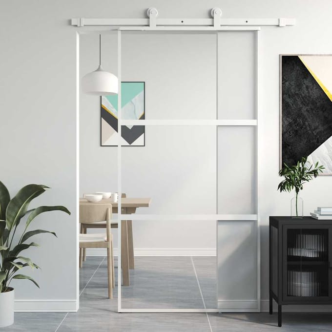 vidaXL - Schuifdeur - 102,5x205 - cm - gehard - glas - en - aluminium - wit