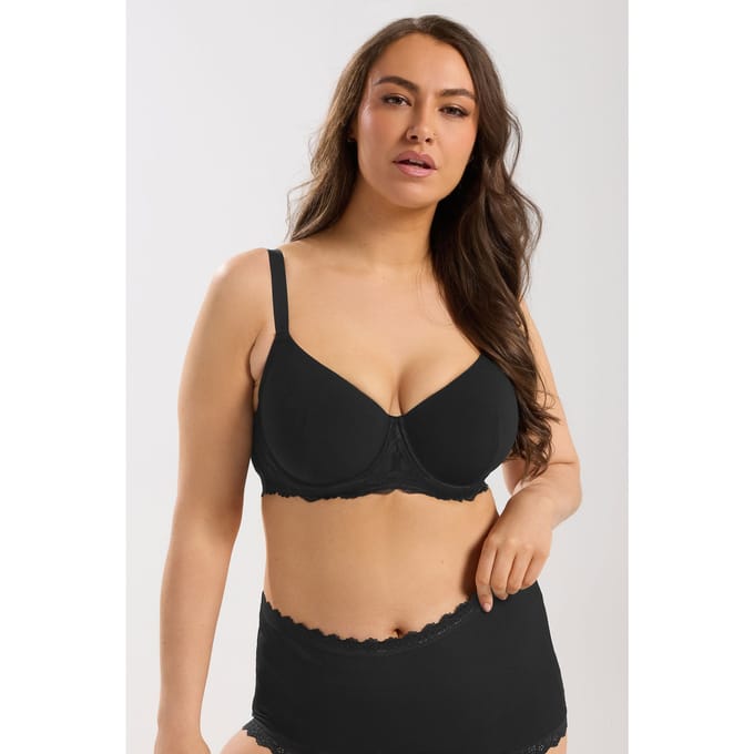 Yours Zwarte Zachte Geribbelde Bh Met Beugel Size 95D