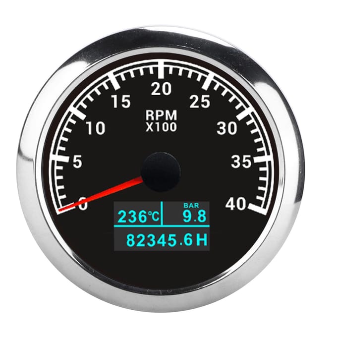 Pointer Toerenteller 3-in-1 RPM IP67 Multifunctioneel Watertemperatuur Oliedruk Tacho Meter voor Auto Boot Vrachtwagen Black Dial black