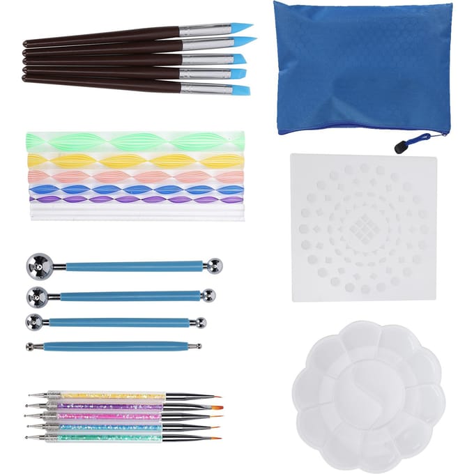 25 Stuks Dotting Schilderij Tool Mandala DIY Dotting Set Creativiteit Teken Sjablonen Benodigdheden white