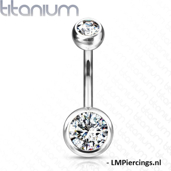 Piercing titanium steen 1.6x10x6 - zilver wit - LMPiercings