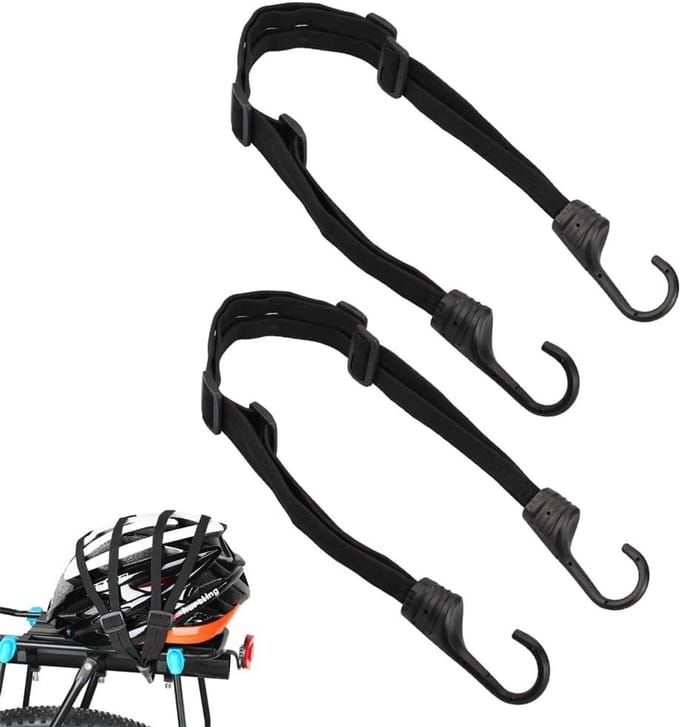 Allecto - Retractable Elastic Helmets Strap - Fiets en Motor Accessoires - 2 Stuks - Zwart - Verstelbare Spanner - Geschikt voor Fiets en Motor