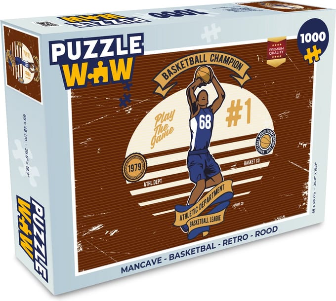 Puzzel Mancave - Basketbal - Retro - Rood - Legpuzzel - Puzzel 1000 stukjes volwassenen