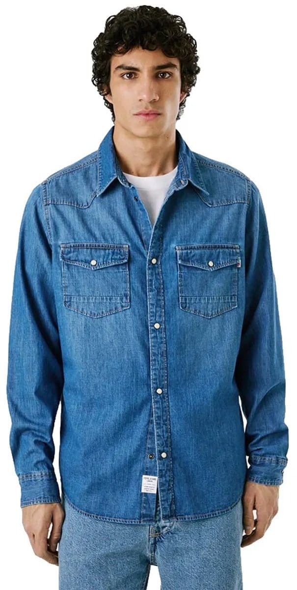 Pepe Jeans Denim Regular Overhemd Met Lange Mouwen Blauw L Man
