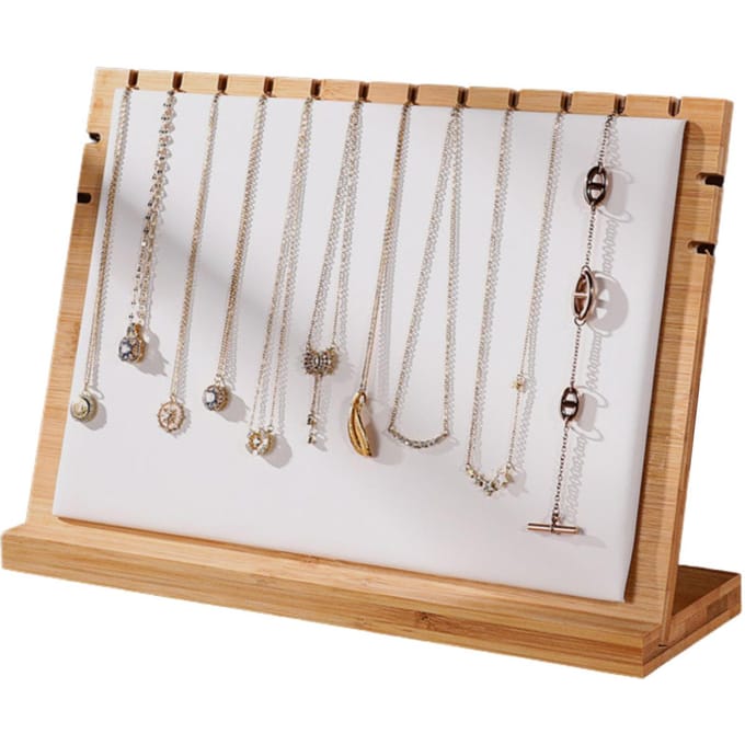 Bamboe Hout Hanger Displaybord Sieraden Displaybord Kettingrek Verwijderbare Sieraden Display white