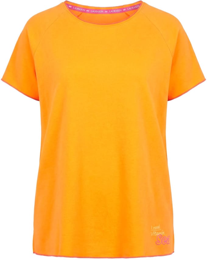 Laurasøn - Dames - Sweatshirt oversized korte mouwen - Fel oranje - Maat 40+