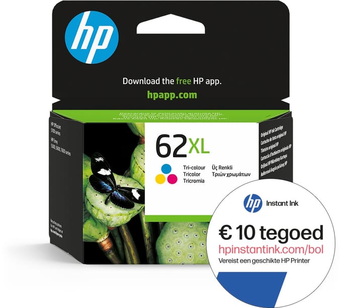 HP 62XL - Inktcartridge - Origineel - Hoge capaciteit - Kleur + Instant Ink tegoed