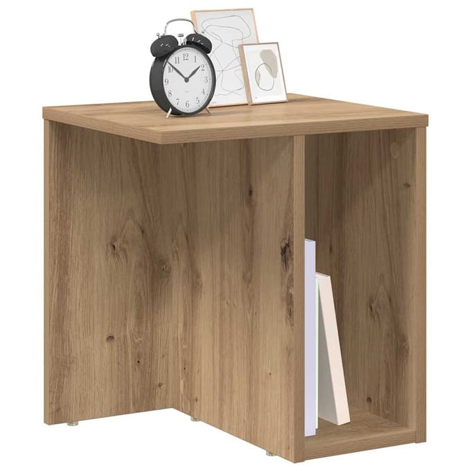 vidaXL - Bijzettafel - 2 - st - Artisan - Eiken - 37 - x - 32 - x - 40 - cm - Bewerkt - hout