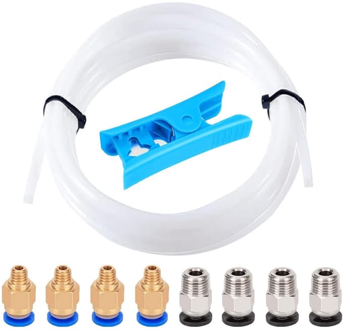 Dailygoody - 5 Meter 3D-printer Slang - Inclusief Cutter - Wit - PC4-M6 en PC4-M10 Connectoren - Voor 3D-printers en Filamenten - 100 gram