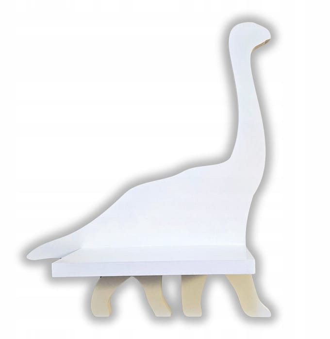 Dino Diplodocus Muurplank voor Kinderen - Wit MDF