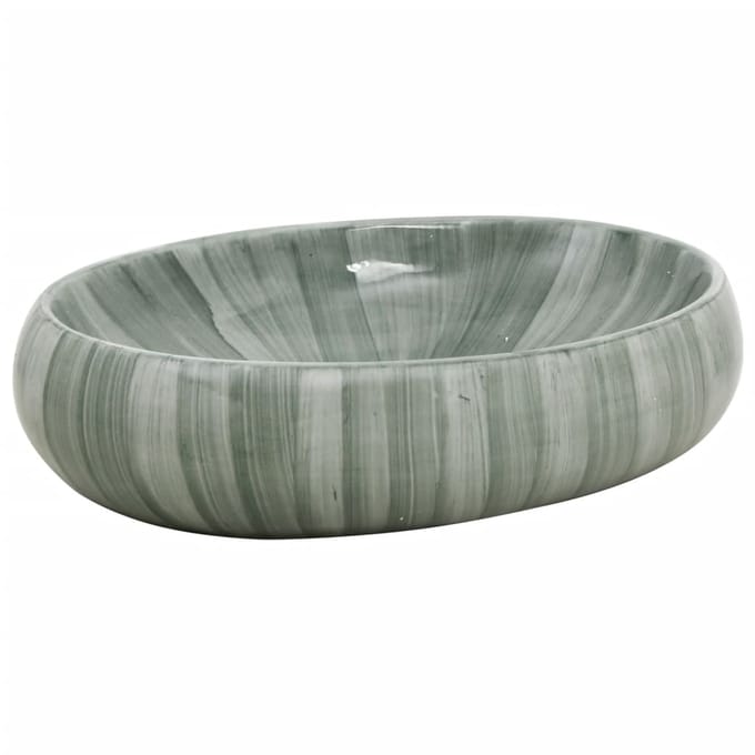 vidaXL - Opzetwasbak - ovaal - 59x40x15 - cm - keramiek - groen