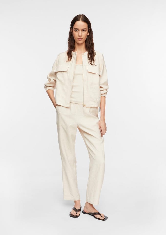 Vloeiende rechte broek in gemengde viscose met elastische taille voor dames COMMA