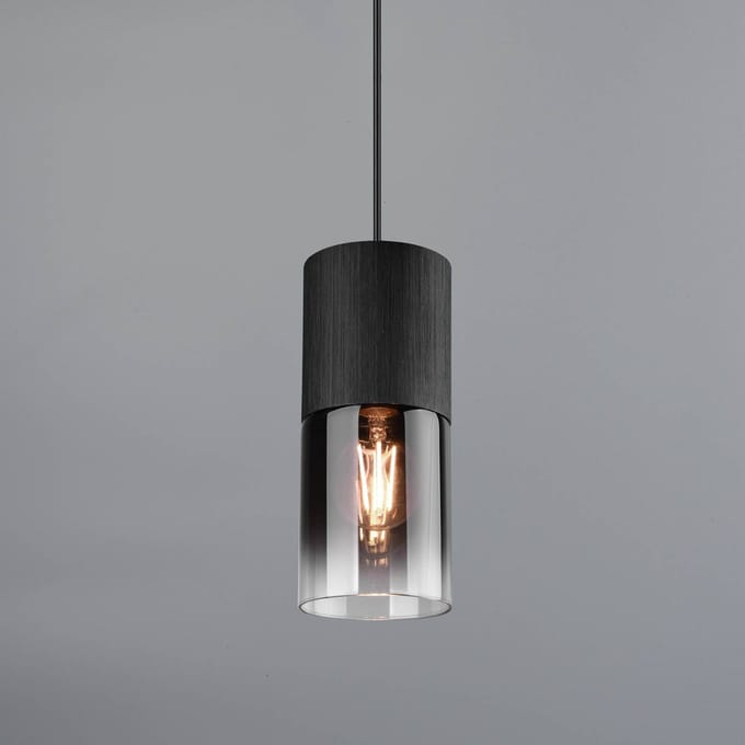 LED Railverlichting - Hanglamp - 2 Fase - E27 Fitting - Rond - Mat Zwart - Glas