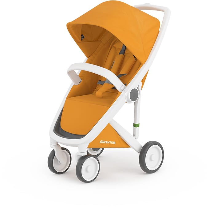 Greentom Classic Buggy Kinderwagen - Lichtgewicht Reisbuggy, Inklapbaar, Duurzaam (Gerecycled) - Wit Geel
