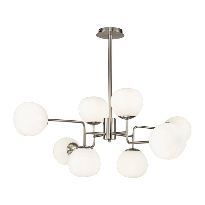 Maytoni hanglamp Erich, nikkelkleurig, glas/metaal, 8-lamps.