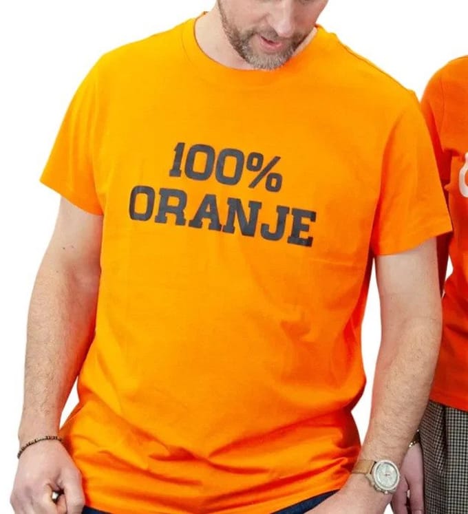Oranje t-shirt 100% oranje - one size