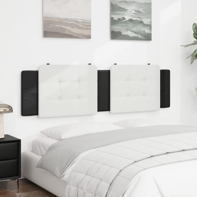 vidaXL - Hoofdbordkussen - "Zadar" - 180 - cm - kunstleer - wit - en - zwart
