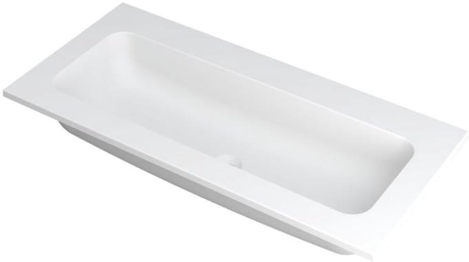 INK Faktor Wastafel Polystone Centraal Zonder Kraangat - 1000x450x15 mm - Mat Wit