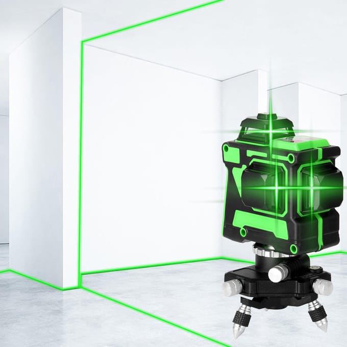 Outil de niveau Laser 3D 12 lignes auto-nivelant multifonctionnel, lignes horizontales verticales avec 1.5M 3 EU Plug without wall-mounted bracket multicolore