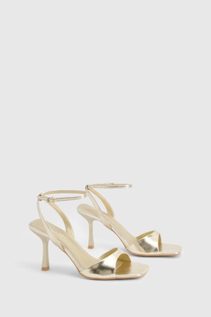 boohoo Dames Wide Fit 2-delige Stiletto Hakken | Goud | Maat: 37