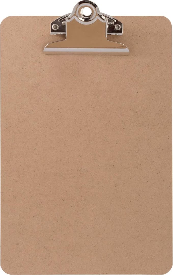 LPC  Klembord - clipboard - hout/mdf/hardboard - A5 -75 mm butterfly klem