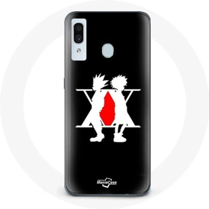 Coque pour Samsung Galaxy A20 Hunter x Hunter Manga Logo Fond Noir