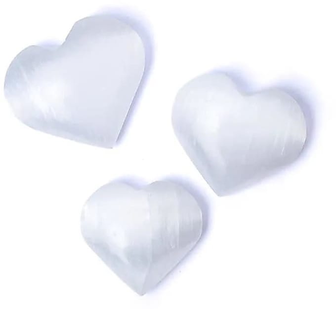 Hart knuffelsteen seleniet wit - 4cm ( per 1 stuks)