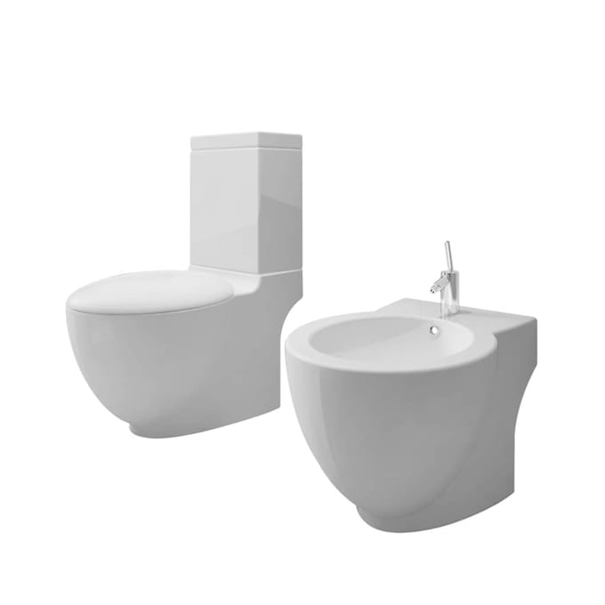 vidaXL Keramisch Toilet Rond wit + Bidet