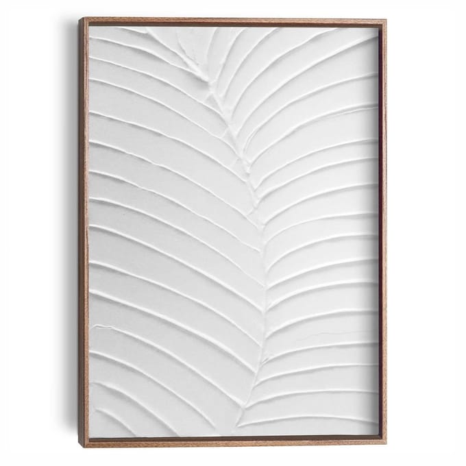 Schilderij met reliëf – walnootkleur Bladnerven - 40 x 30 - Hout - REINDERS