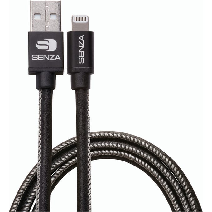 Senza Premium Leather Charge/Sync Cable Apple Lightning 1.5m. 12W Black