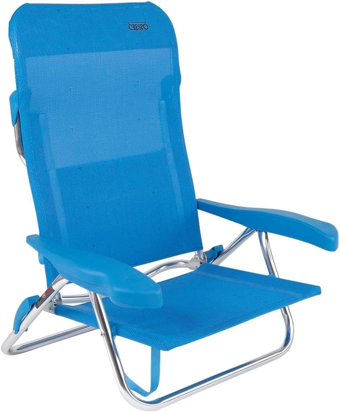 Strandbed 7 Verstelbare Posities Afneembaar Meervezel Aluminium 3 Poten