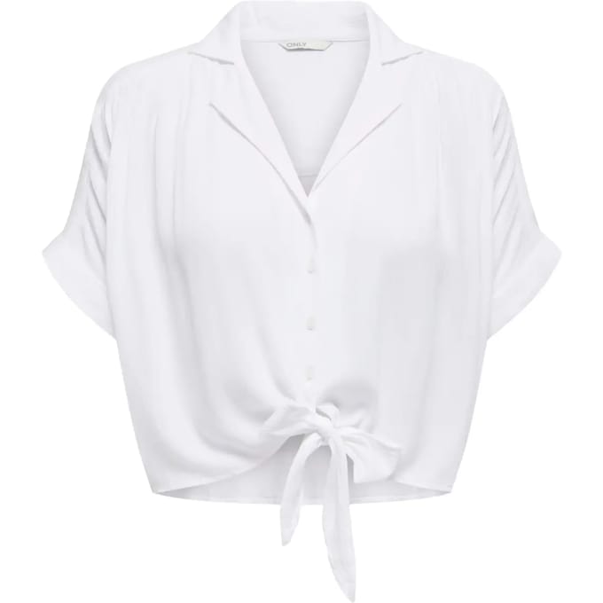 Only witte dames blouse   Revers kraag   Regular fit   Structuur patroon   Knoopsluiting   Duurzaam   Korte mouw Wit M