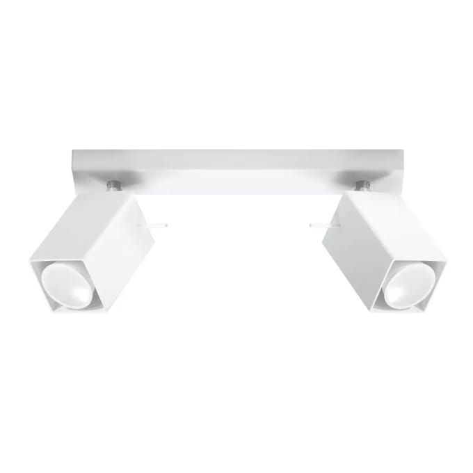 Plafondlamp MERIDA 2 - Sollux Lighting - IP20 - Wit staal behuizing - 30 x 6 x 16 cm - 2xGU10 LED, exclusief lichtbron - Max. 10 W - Moderne plafondlamp voor hal, gang en keuken