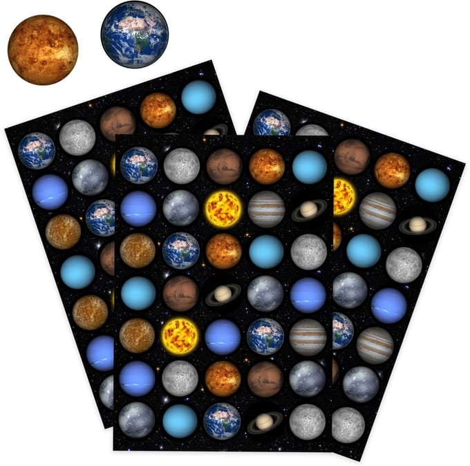 Planeten Stickers - 3 Ruimte Stickervellen Kinderen - Stickers Jongens